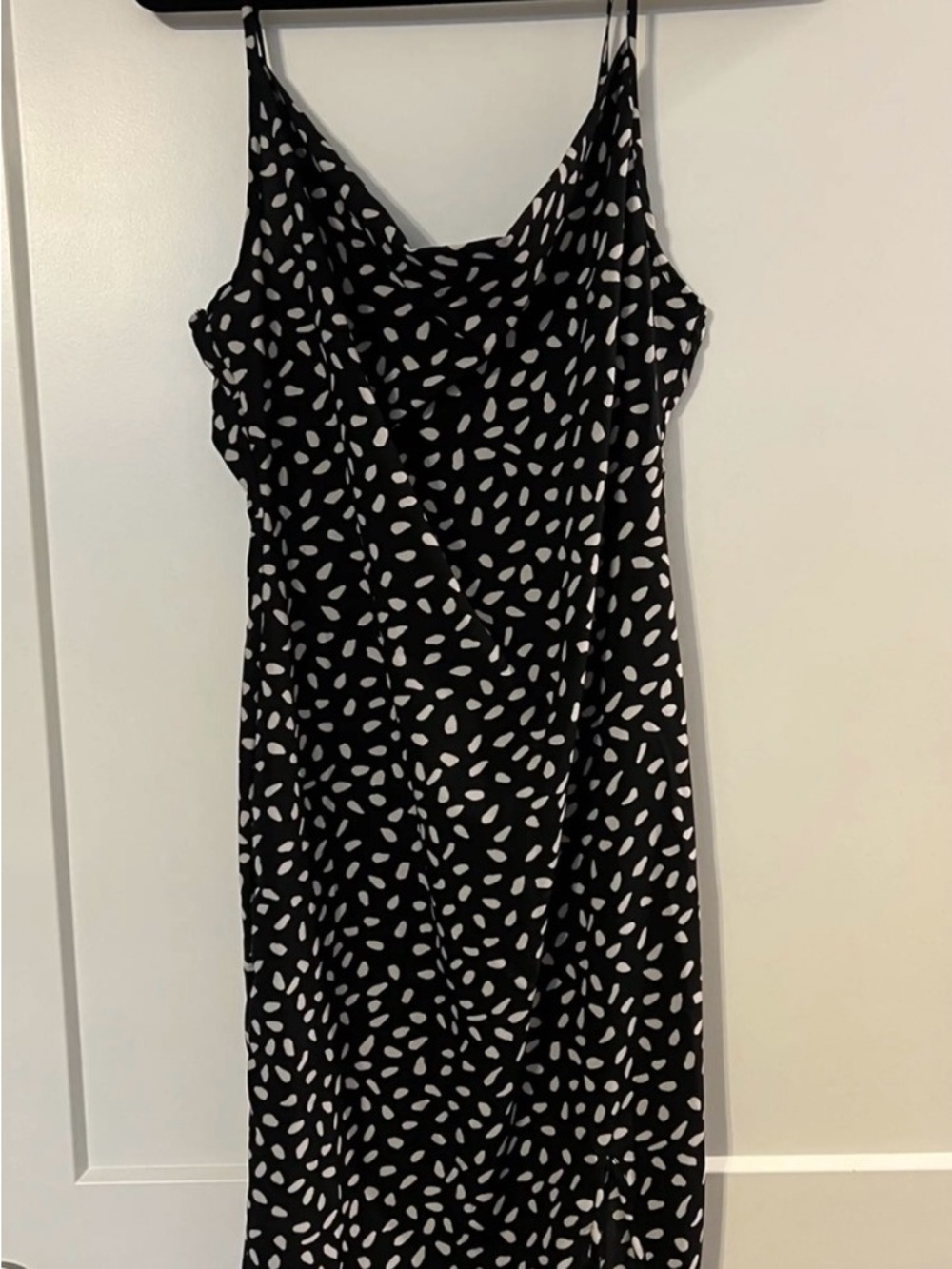 Black and White Spotted Slip Dress - Women's